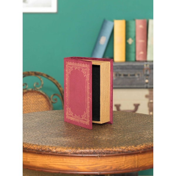 Decorative Vintage Book Shaped Trinket Storage Box - Red